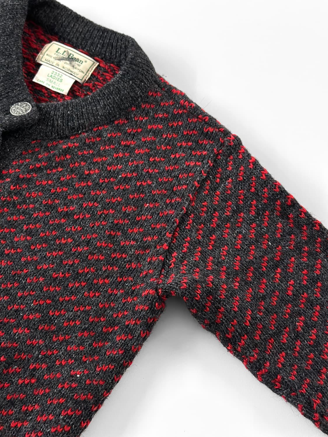 80s 빈티지 엘엘빈 버드아이 패턴 울 가디건 상품이미지5