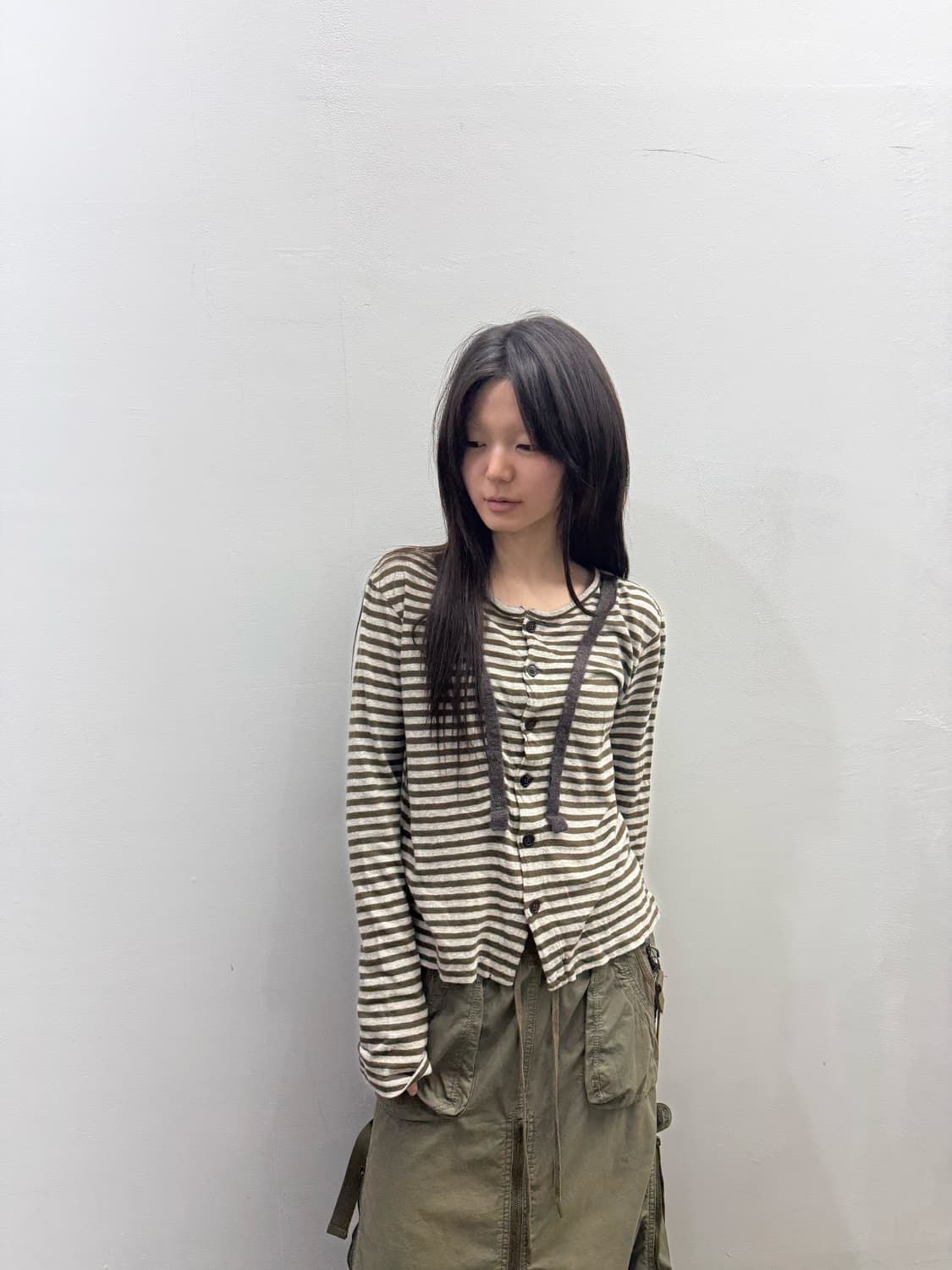 요지 야마모토 y’s 스트라이프 버튼 디테일 롱 슬리브 상품이미지1