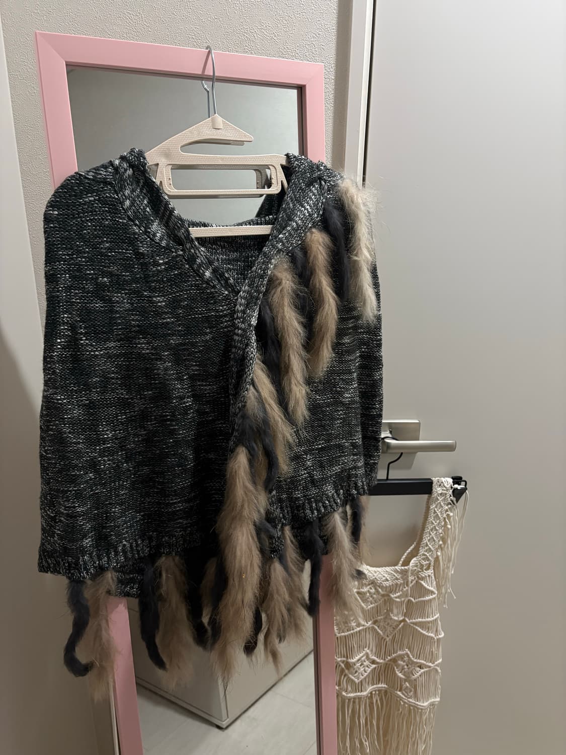 래빗 퍼 판초 케이프 / 페어리 그런지 에스닉 몽골 히피 상품이미지2