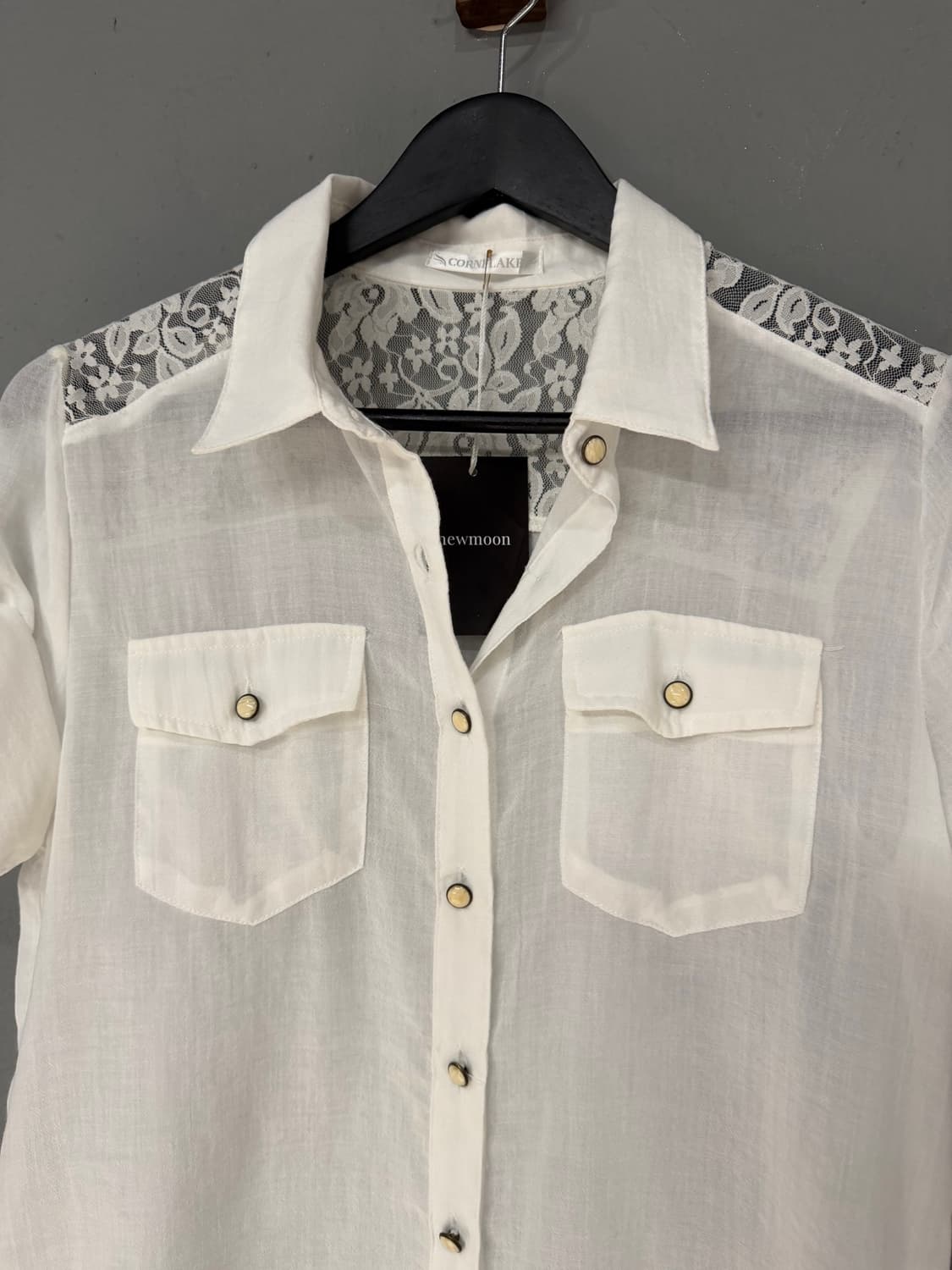 back lace point pocket shirt  상품이미지7