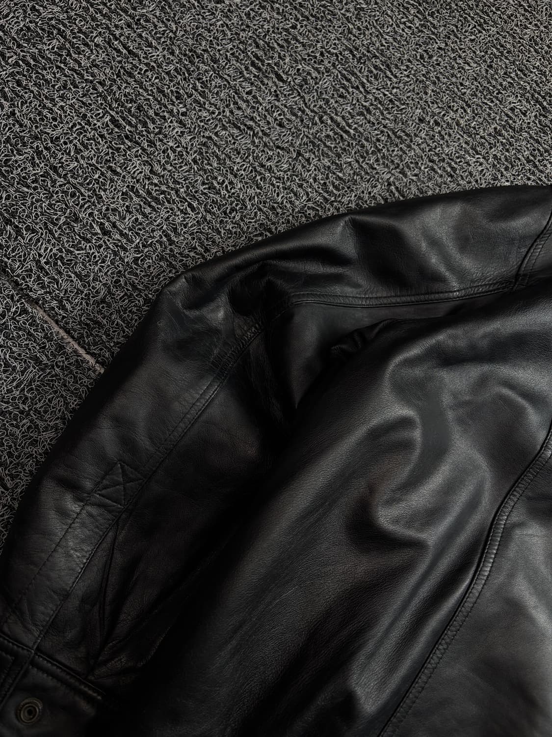 90s 빈티지 아카이브 램스킨 레더 봄버 자켓 블랫 1898 상품이미지5