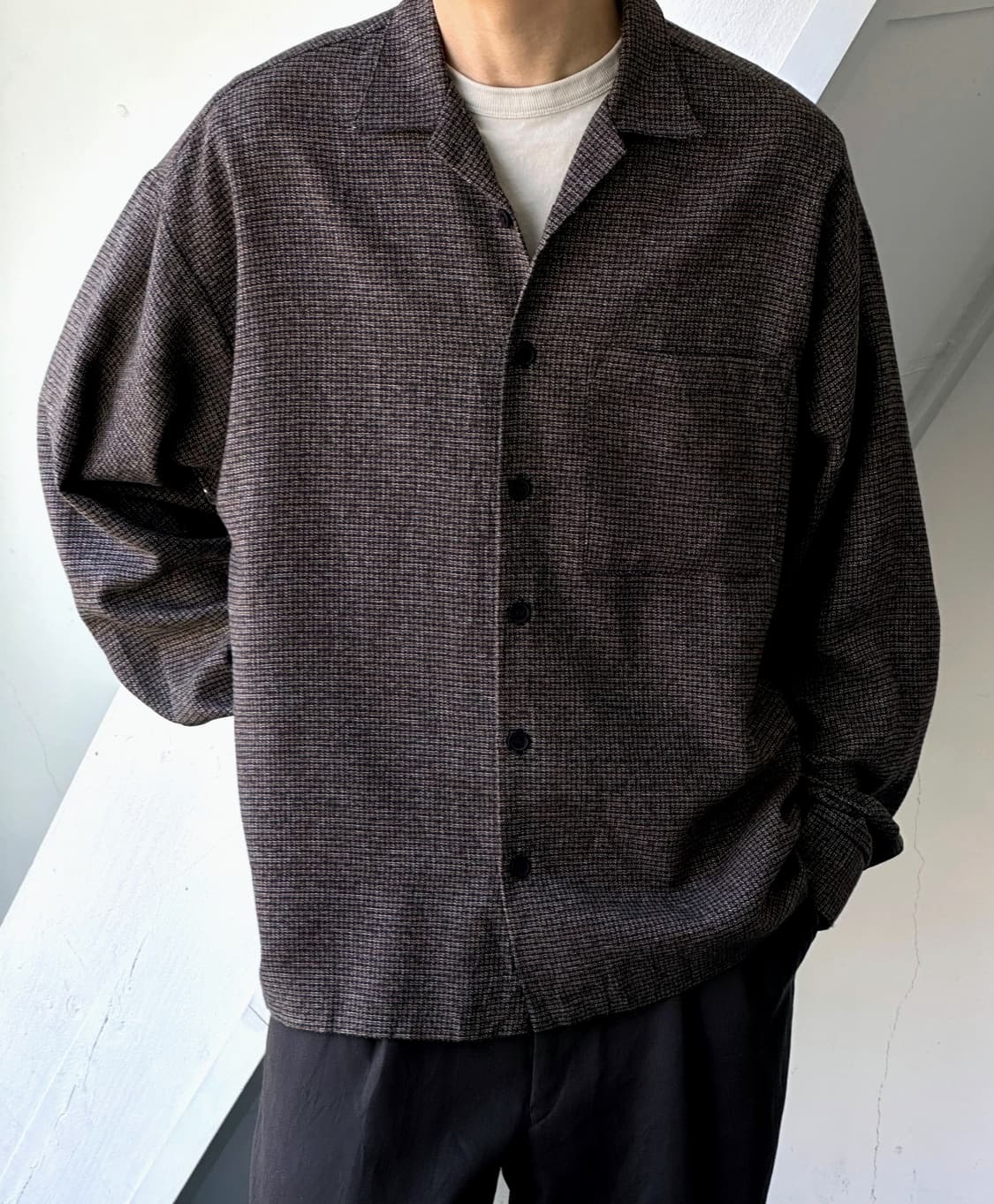 　 Open collar woven wide shirt 상품이미지8