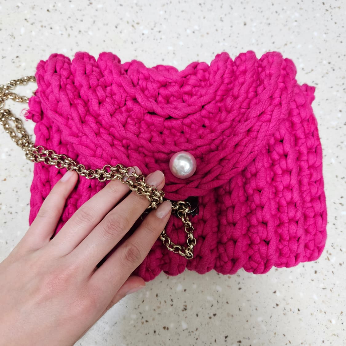 핸드메이드 쿨톤 핑크 뜨개 가방 체인백 상품이미지2
