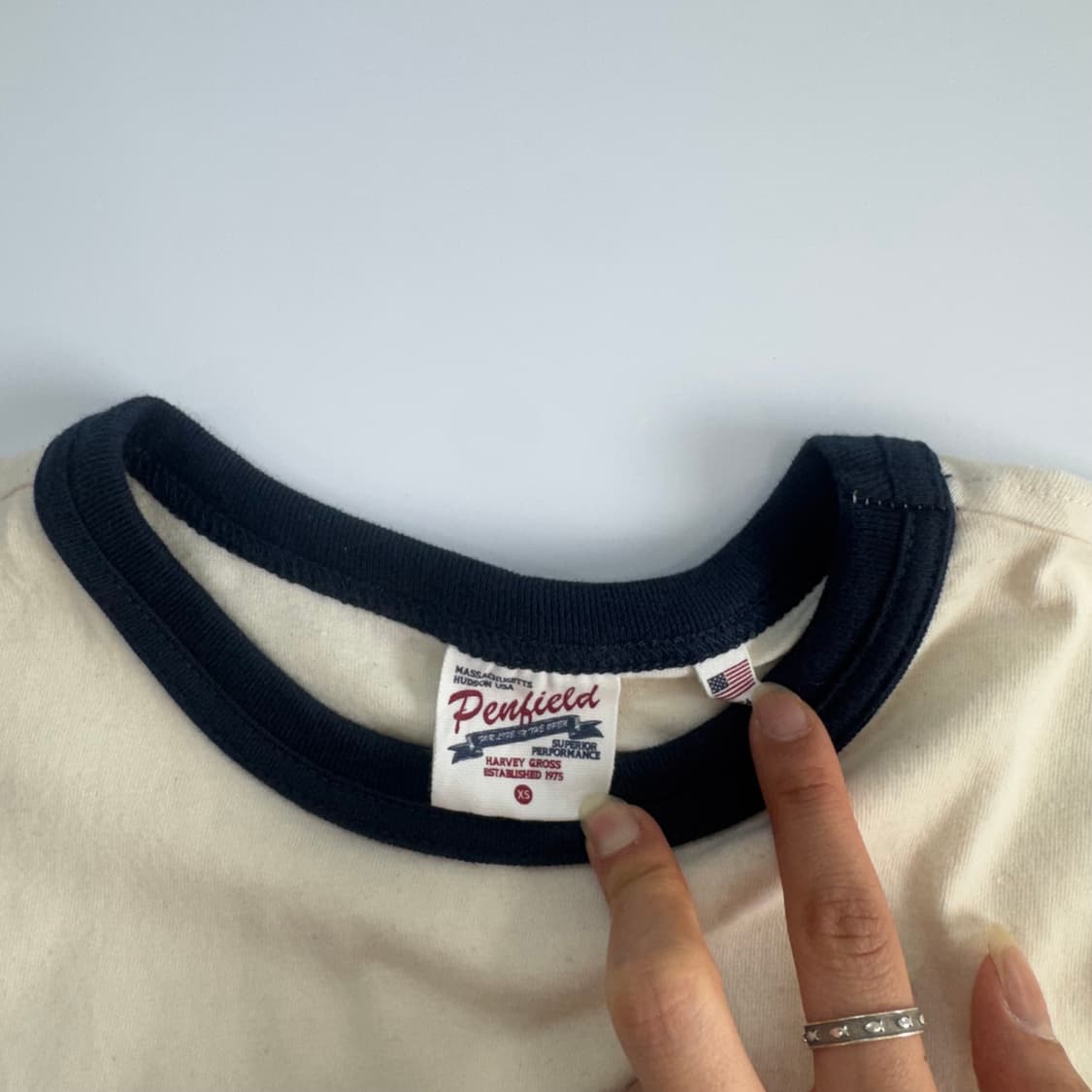 Penfield 펜필드 레터링 네이비 링거티 아이보리 반팔  상품이미지5