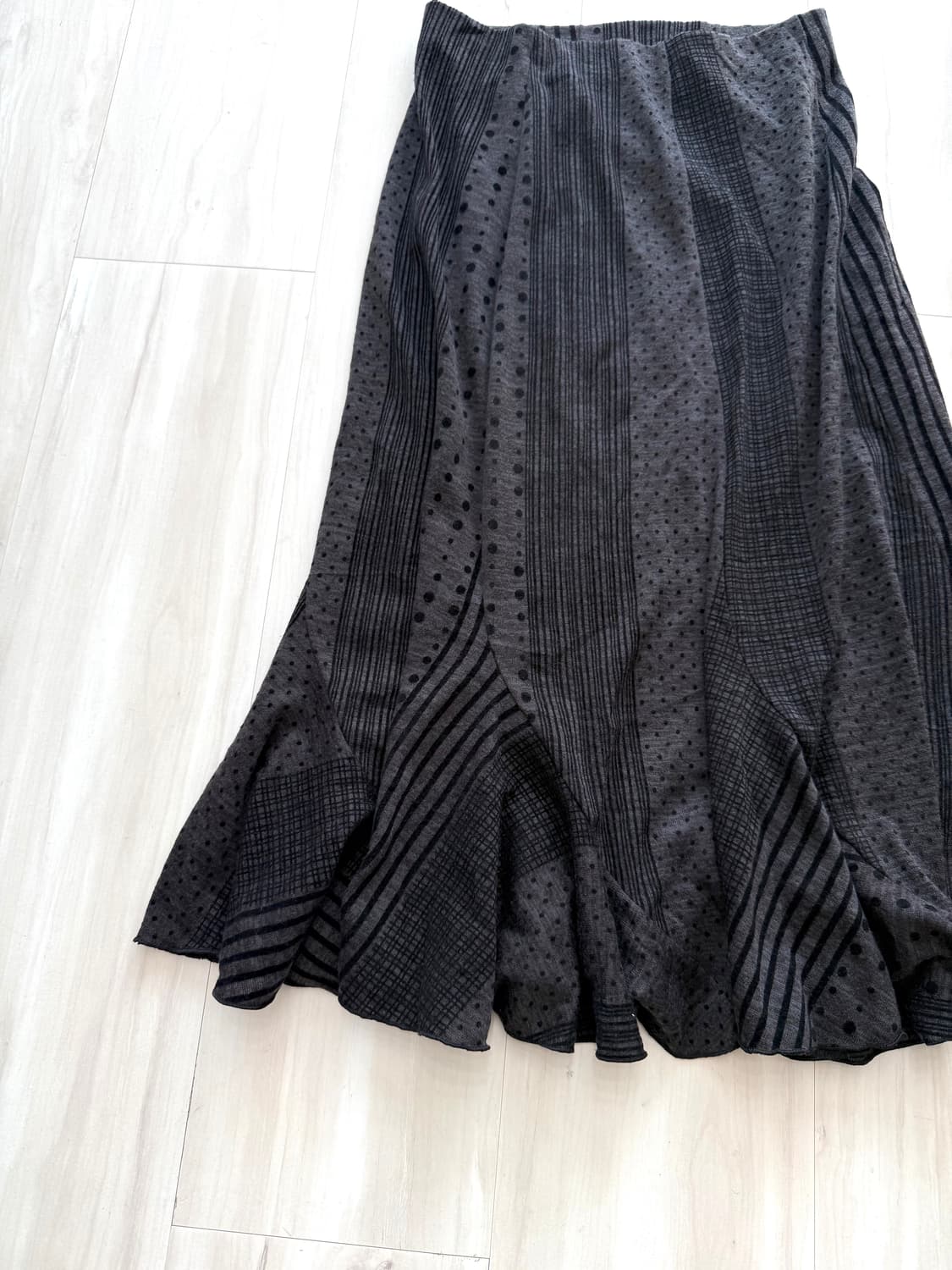 Dot stripe purple black long skirt 상품이미지2