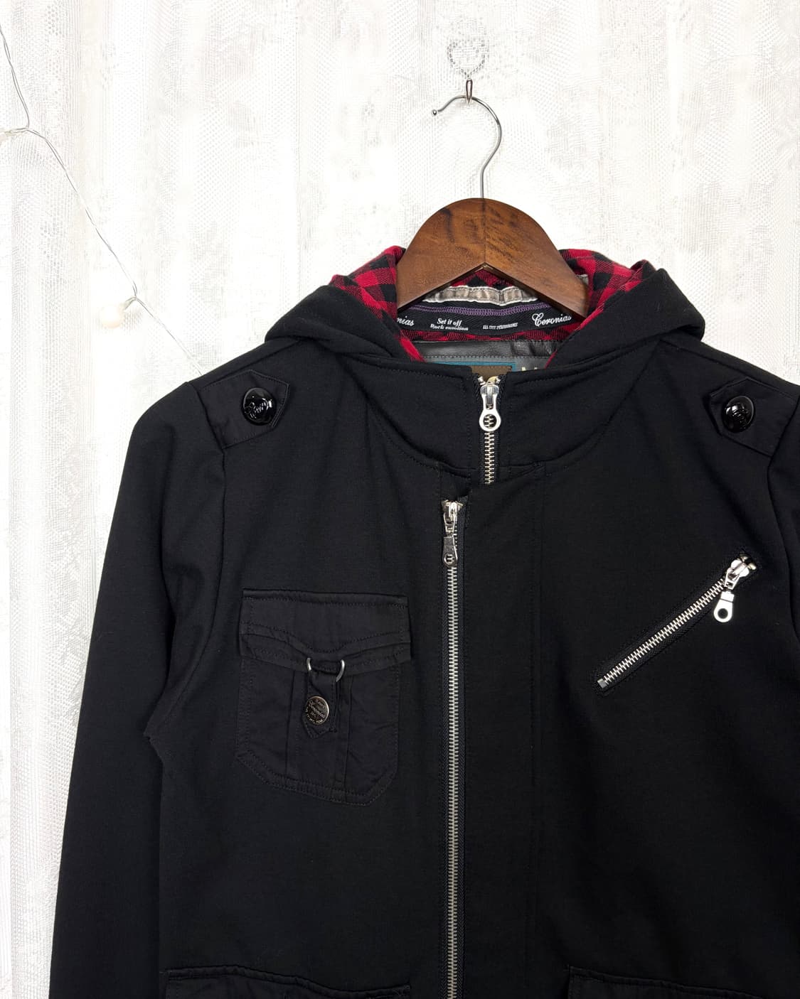 CERO MINS Check-Lined Hooded Zip-Up 상품이미지2