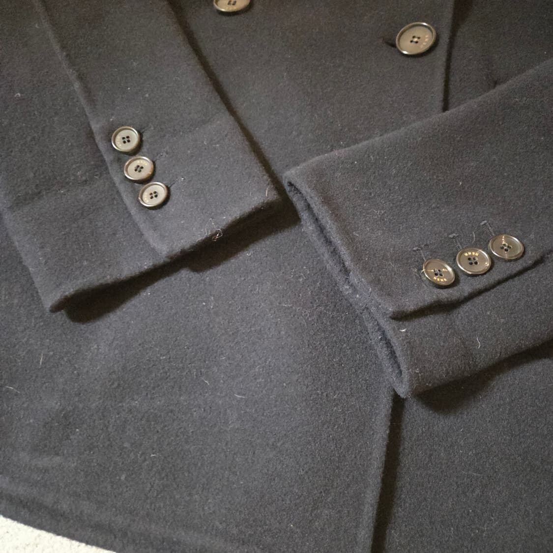 HEHR 히어 재팬 패브릭 핸드메이드 울 피코트 M 네이비 상품이미지6