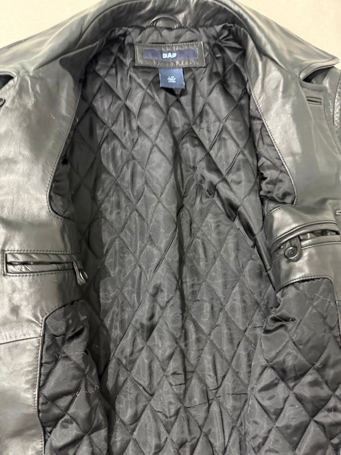 Gap 올드갭 블랙 레더 카코트 L 상품이미지7