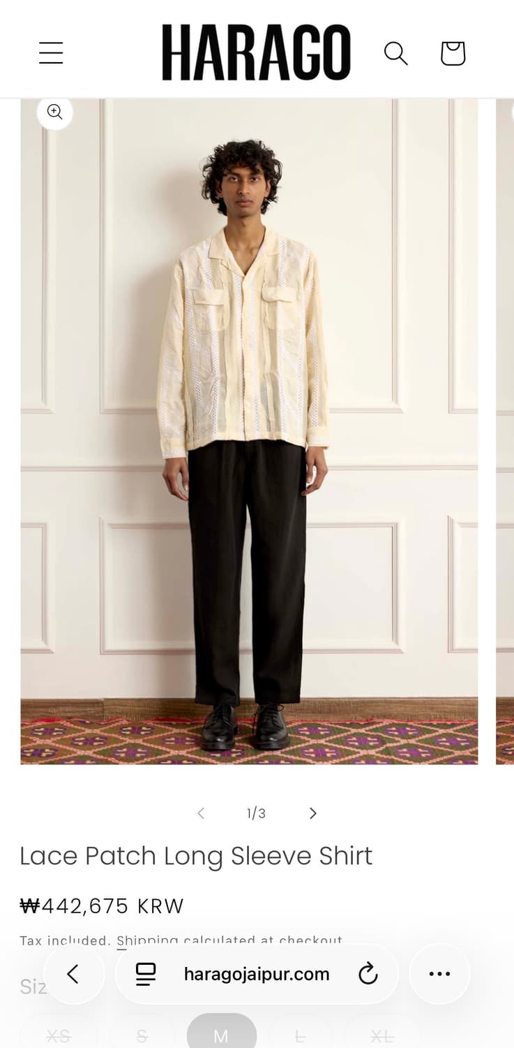 Harago 하라고 레이스 패치 셔츠 M 상품이미지1