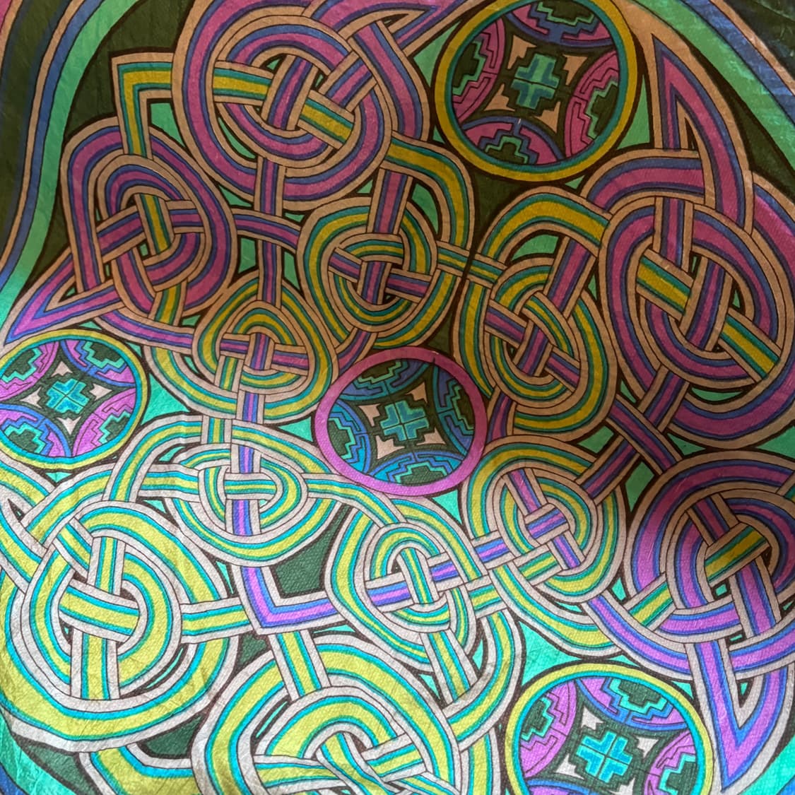 빈치지 패턴 실크 스카프 그린 상품이미지6