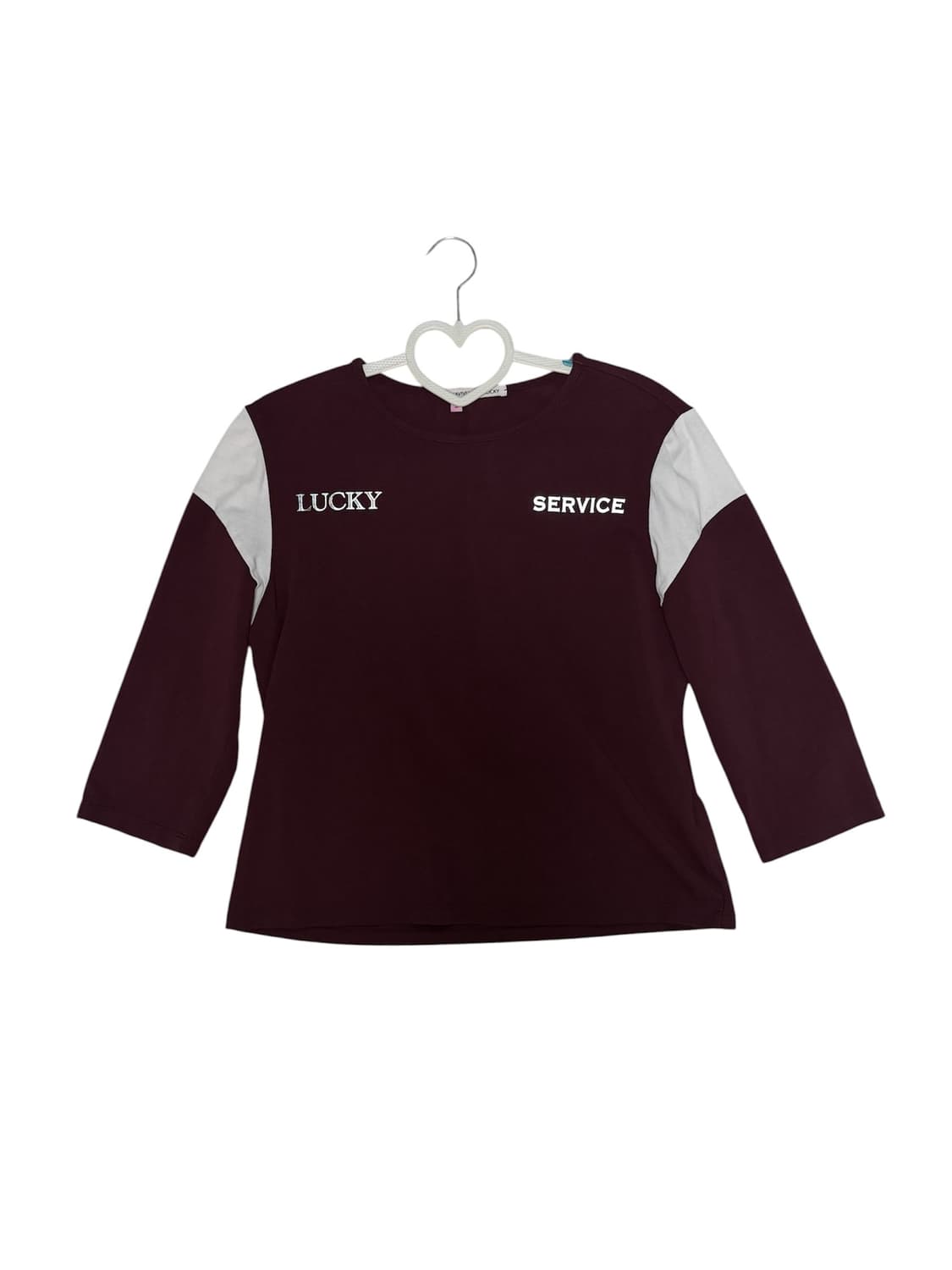 나비버스 Lucky Service Top 버건디 7부 티셔츠 상품이미지1