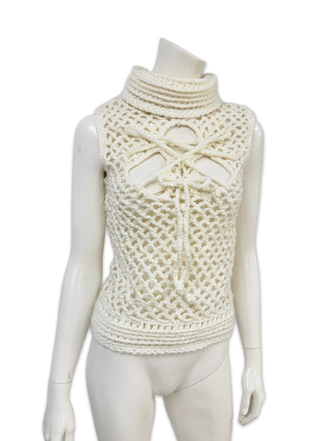 빈티지 디테일 하이넥 레이어드 니트 베스트 상품이미지1