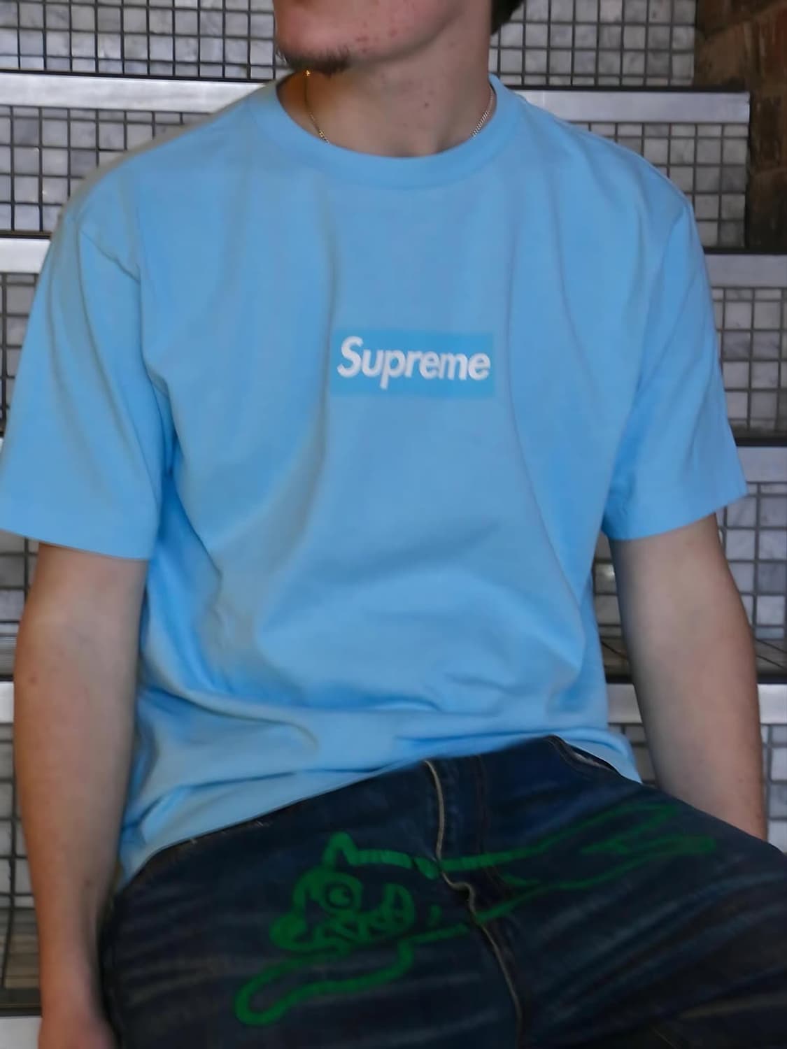 슈프림 2003 스카이블루 박스로고 티셔츠 상품이미지9