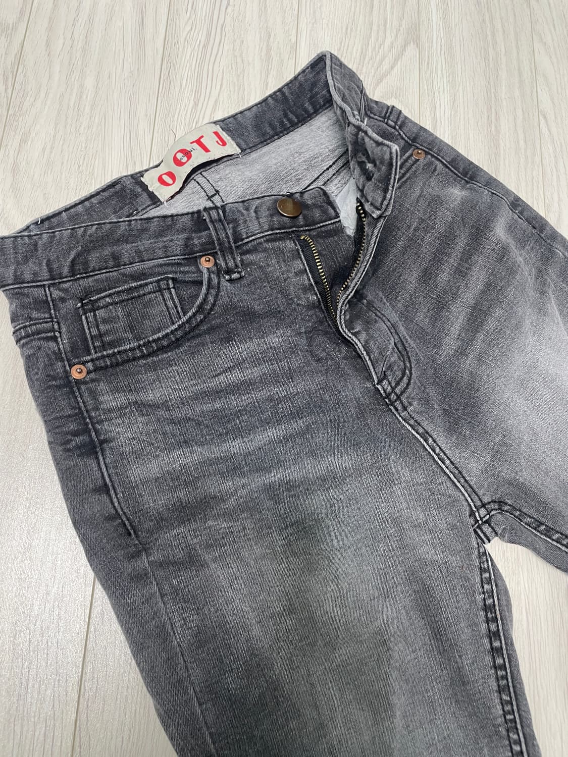 OOTJ 회색 워싱 데미지 청바지 S 상품이미지1