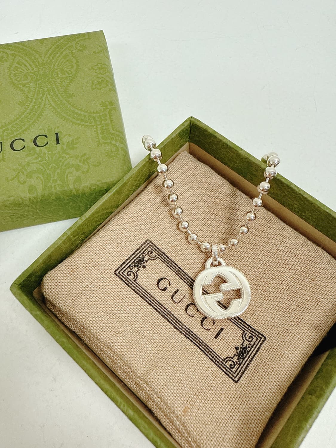 (정품/새상품) GUCCI 구찌 공용 실버 인터로킹 G 브레이슬릿 상품이미지3
