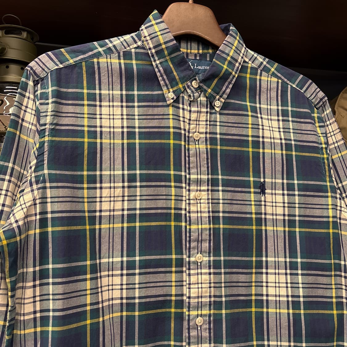 90s 폴로 랄프로렌 클래식핏 윈도우 타탄체크 버튼다운 셔츠 N752 상품이미지3