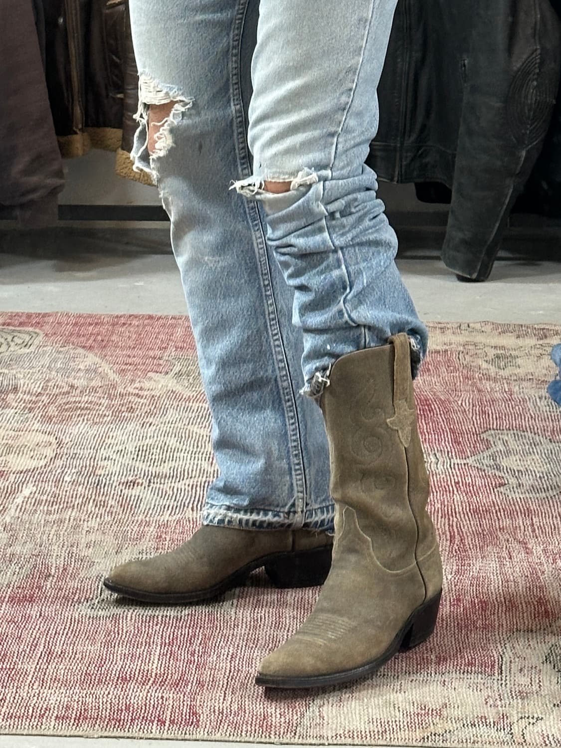 80's Lucchese 러프아웃 스웨이드 웨스턴 카우보이 부츠 상품이미지2