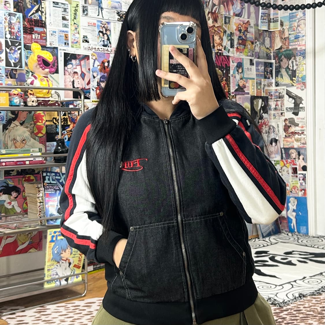 후부 레이싱 Y2K 데님 배색 후드 집업  상품이미지2