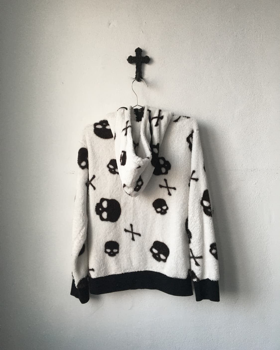 Skull pattern fleece hood zip up 상품이미지5