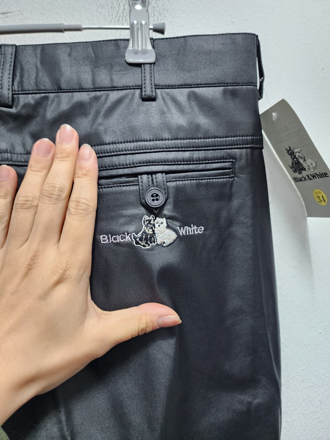 (새상품) 블랙앤화이트 일본판 코팅 바지 상품이미지3