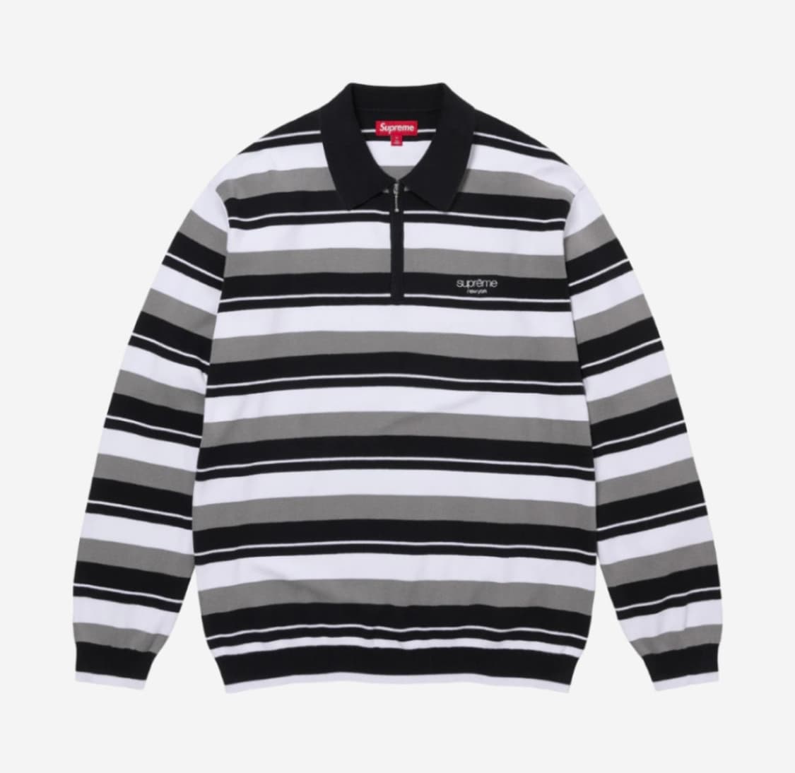 슈프림 스트라이프 집 롱슬리브 폴로 블랙 24FW L 상품이미지1