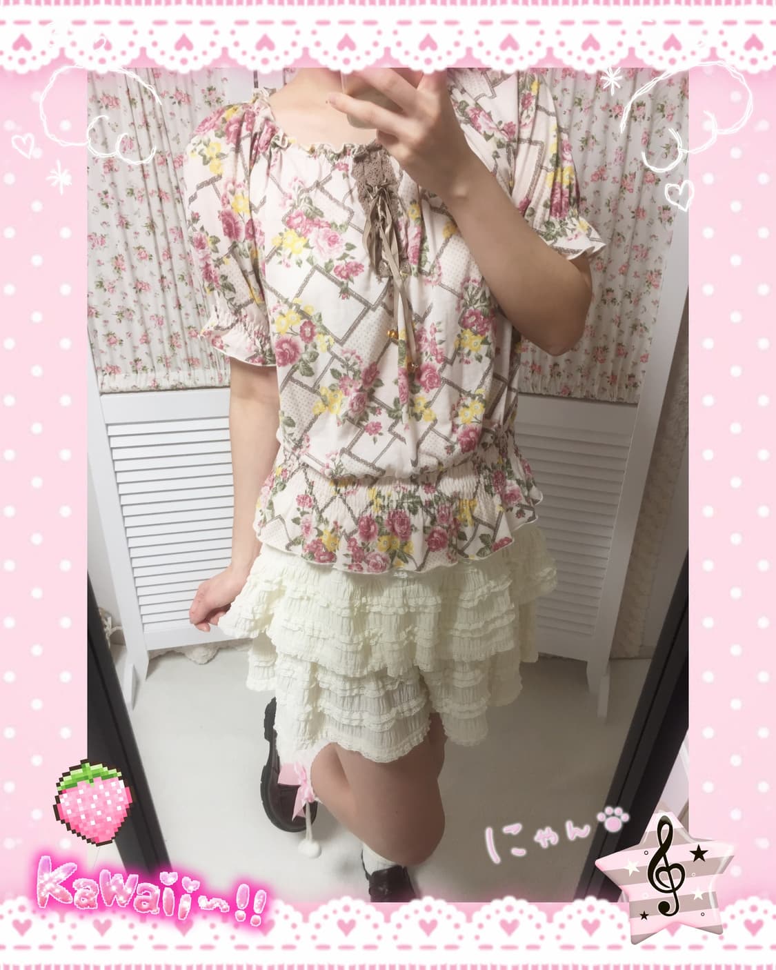 빈티지 리즈리사깔 히메갸루 플로럴 튜닉 블라우스 상품이미지1