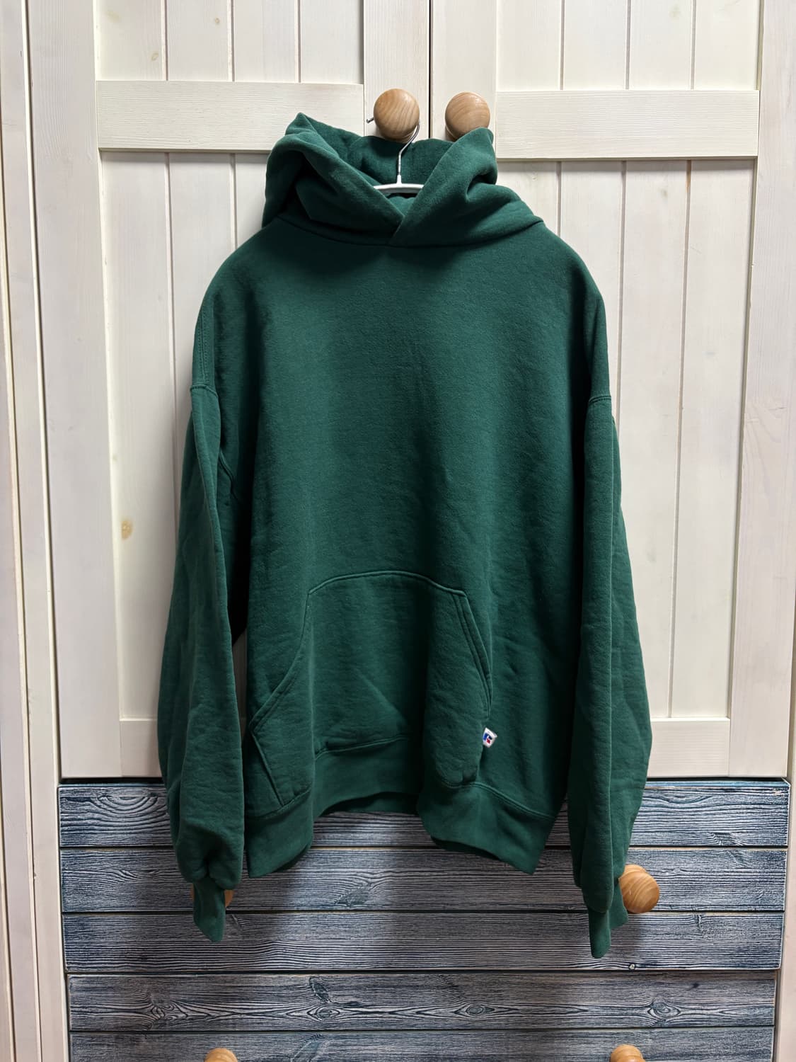 미제 usa 90s 러셀 후디 후드 그린 L 라지사이즈 상품이미지1