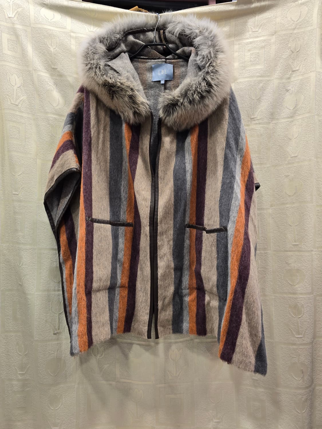LBL 폭스 후드 알파카 숄코트 프리사이즈 상품이미지3