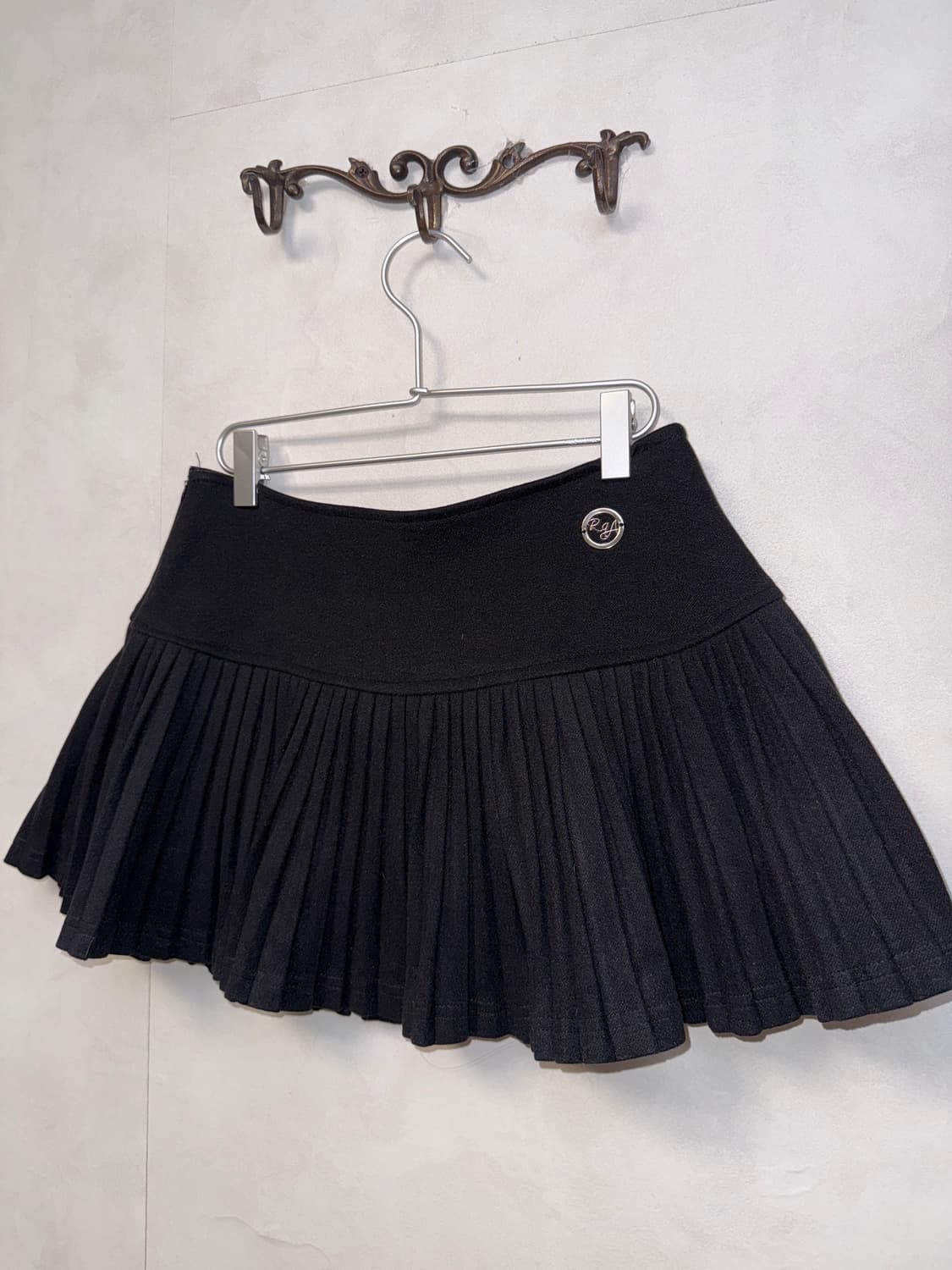 Black wool pleats mini skirt 상품이미지2