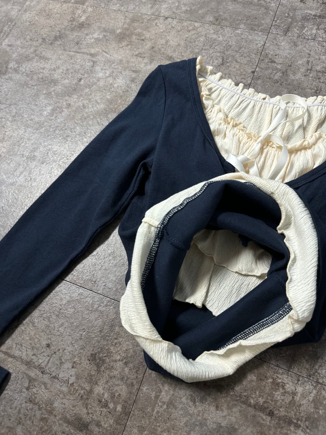 셔링 레이어드 탑 울 니트 스커트 2pcs SET 상품이미지7