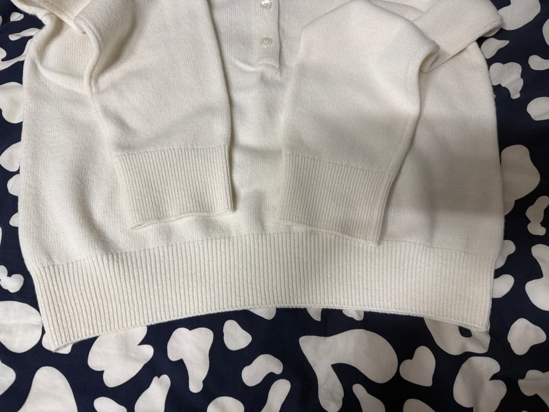 로우클래식 메리노 캐시미어 오픈카라 스웨터 (아이보리) 상품이미지6