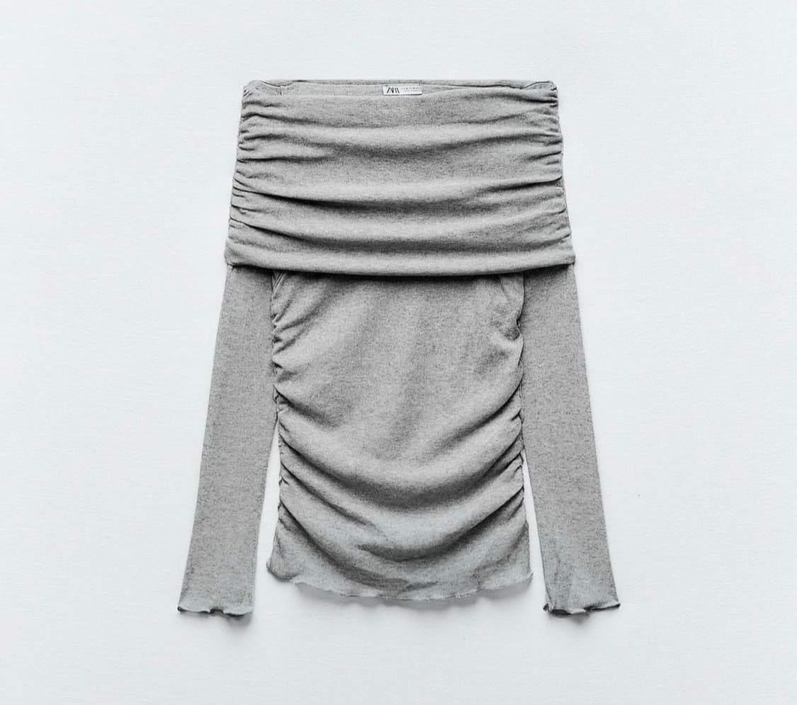 자라 셔링 오프숄더 탑 그레이 상품이미지1