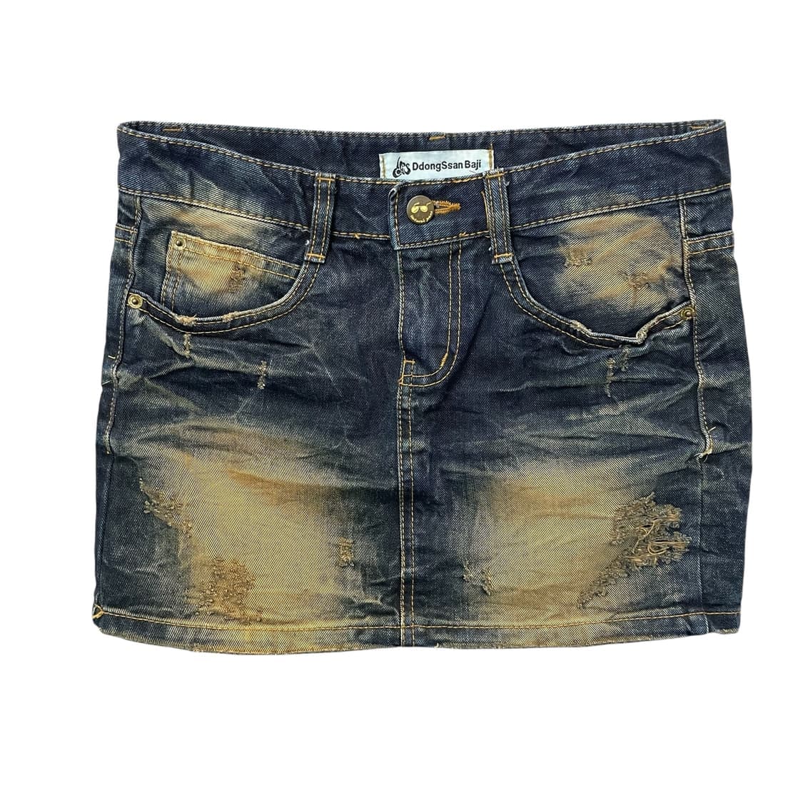 (29) 빈티지 y2k 샌드워싱 진청 데님 미니스커트 상품이미지1