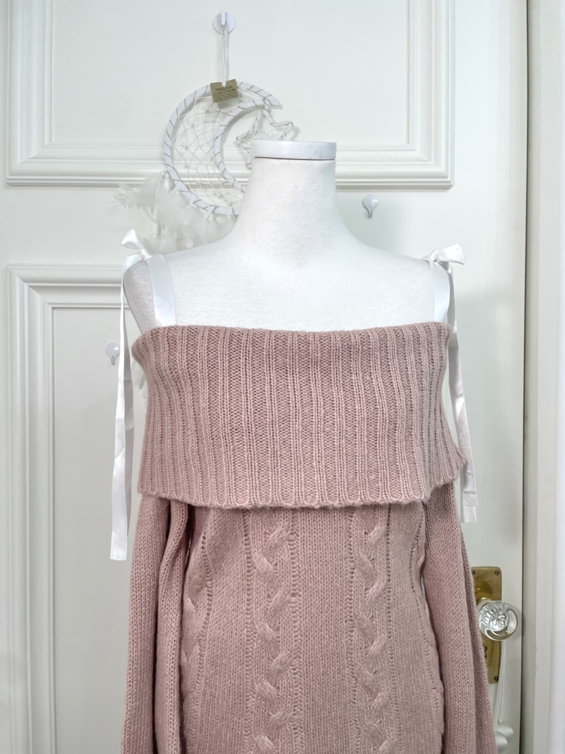 ANK ROUGE indi pink bow off-shoulder swe 상품이미지5