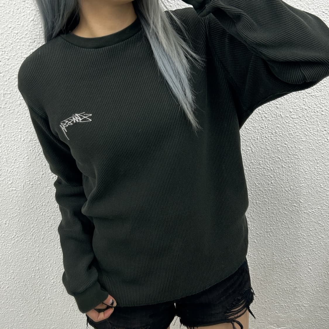 스투시 차콜그린 와플 슬리브 S 상품이미지1