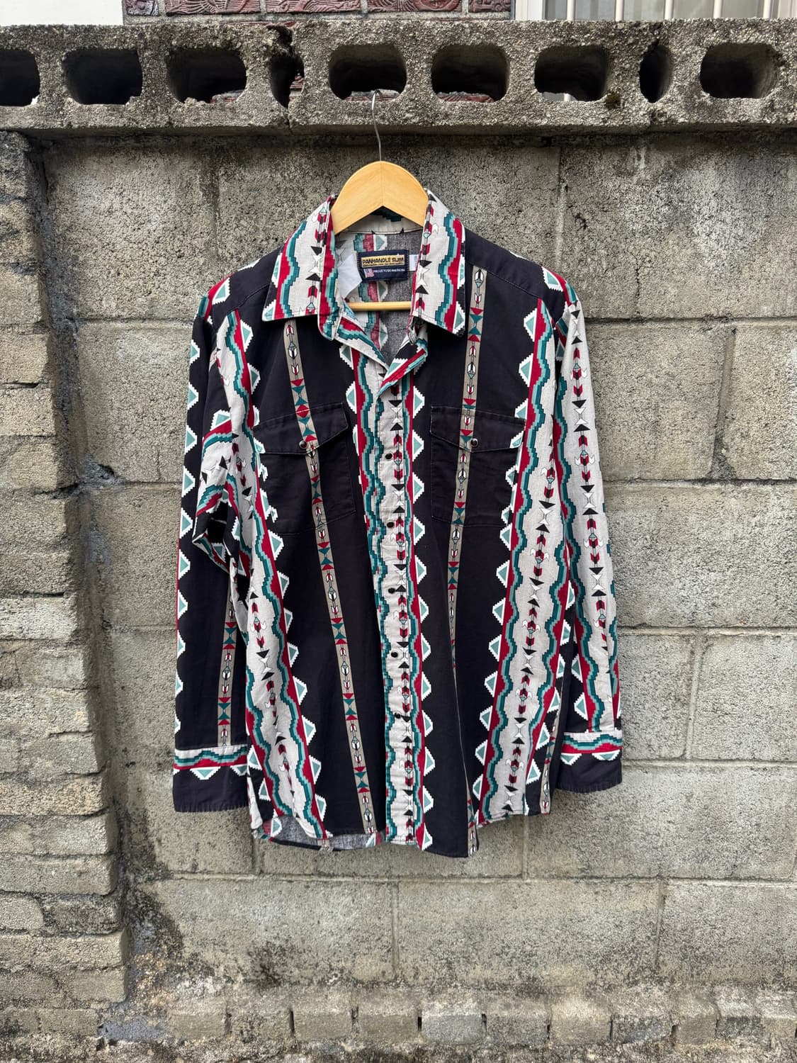 80~90s panhandle slim 빈티지 에스닉 패턴 웨스턴 셔츠 상품이미지1