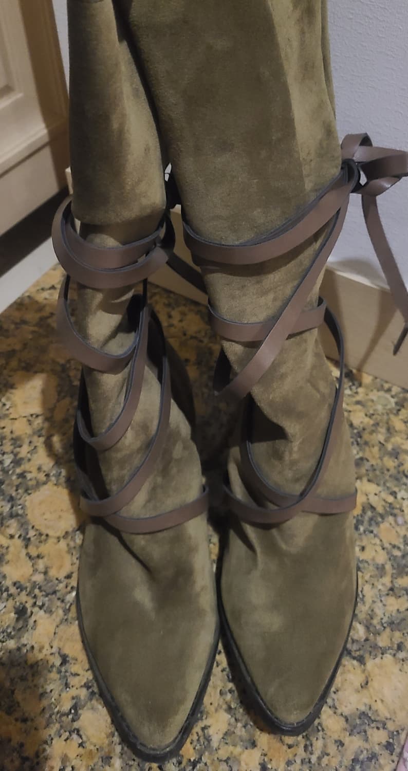 카키색 웨스턴 롱 부츠 상품이미지2