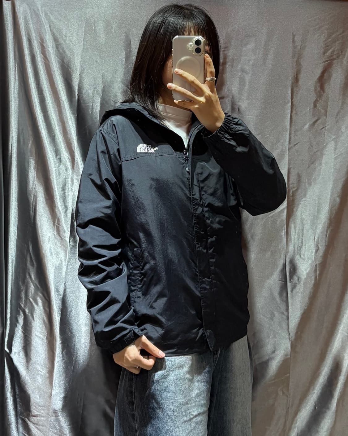 S 노스페이스 블랙 후드 바람막이 상품이미지3