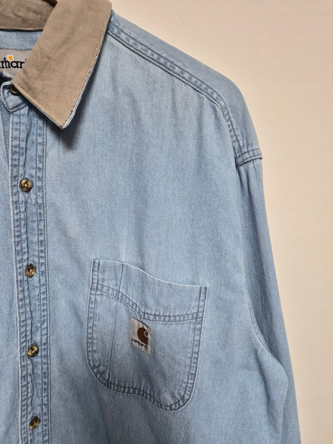 칼하트Carhartt 카라 배색 데님 셔츠 L사이즈 - S270 상품이미지3