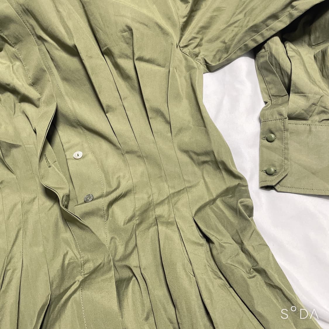 막스마라 셔츠형 플리츠 롱 원피스 카키 상품이미지7