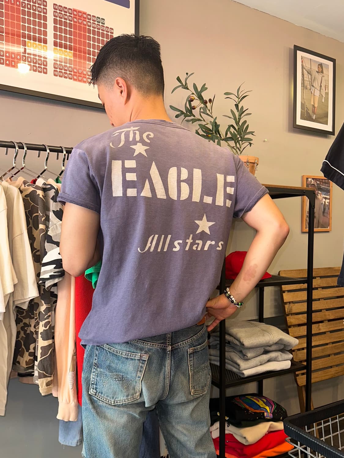 Denim Dungaree stencil logo fading T 상품이미지1