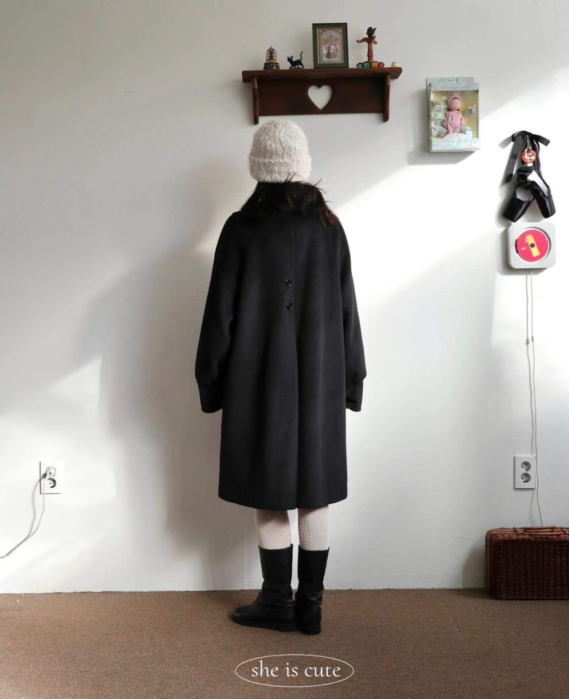 쉬이즈큐트 커들 코트 블랙 / cuddle coat black 상품이미지4