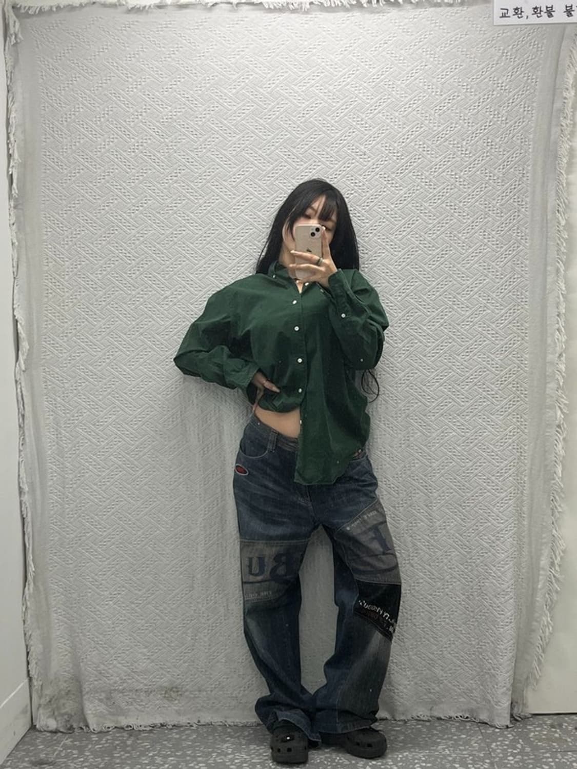  FUBU 올드스쿨 Y2K 빅로고 와이드 데님 팬츠 37인치 C06470 상품이미지2