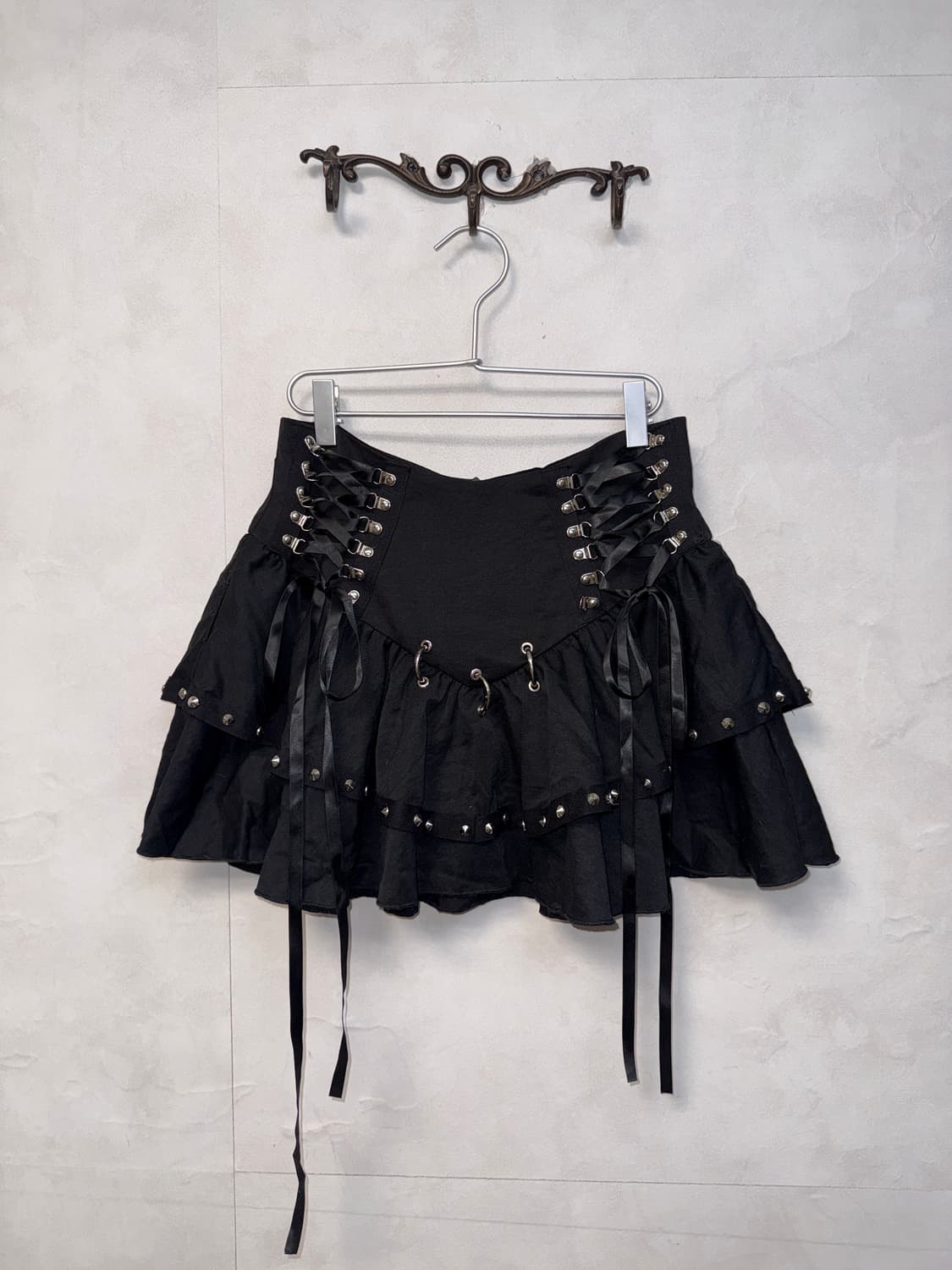 Black corset stud detail cancan skirt 상품이미지1