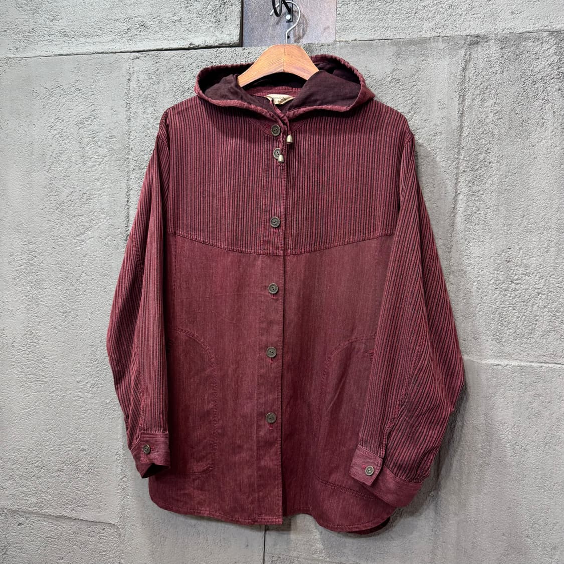Romache 제팬 버건디 후드 셔츠 자켓 (L)   상품이미지1