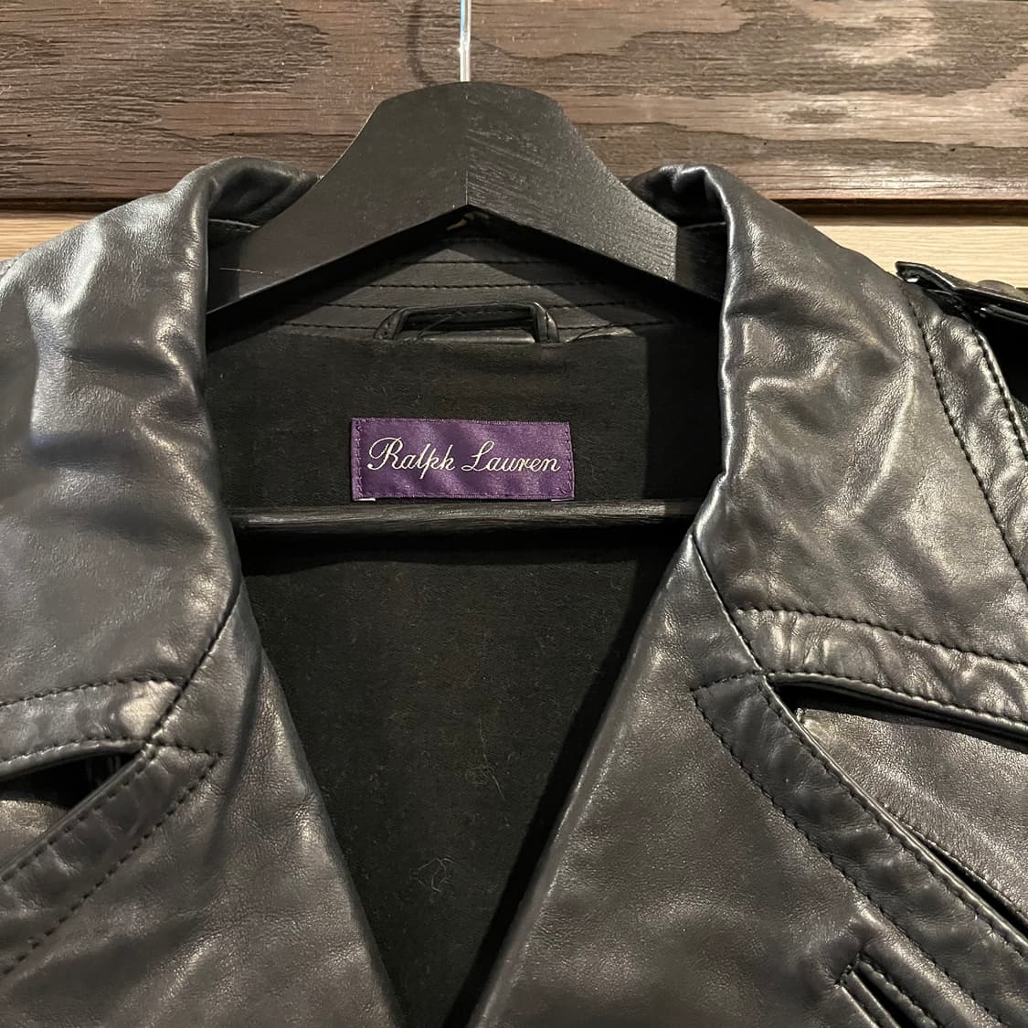 폴로랄프로렌 퍼플라벨 두산 00s 블랙 반광 양가죽 램스킨 어깨견장 상품이미지2