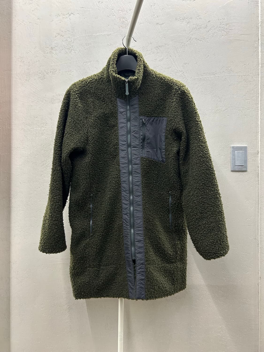 GENERALIDEA 플리스 집업 롱 자켓 올리브 상품이미지2