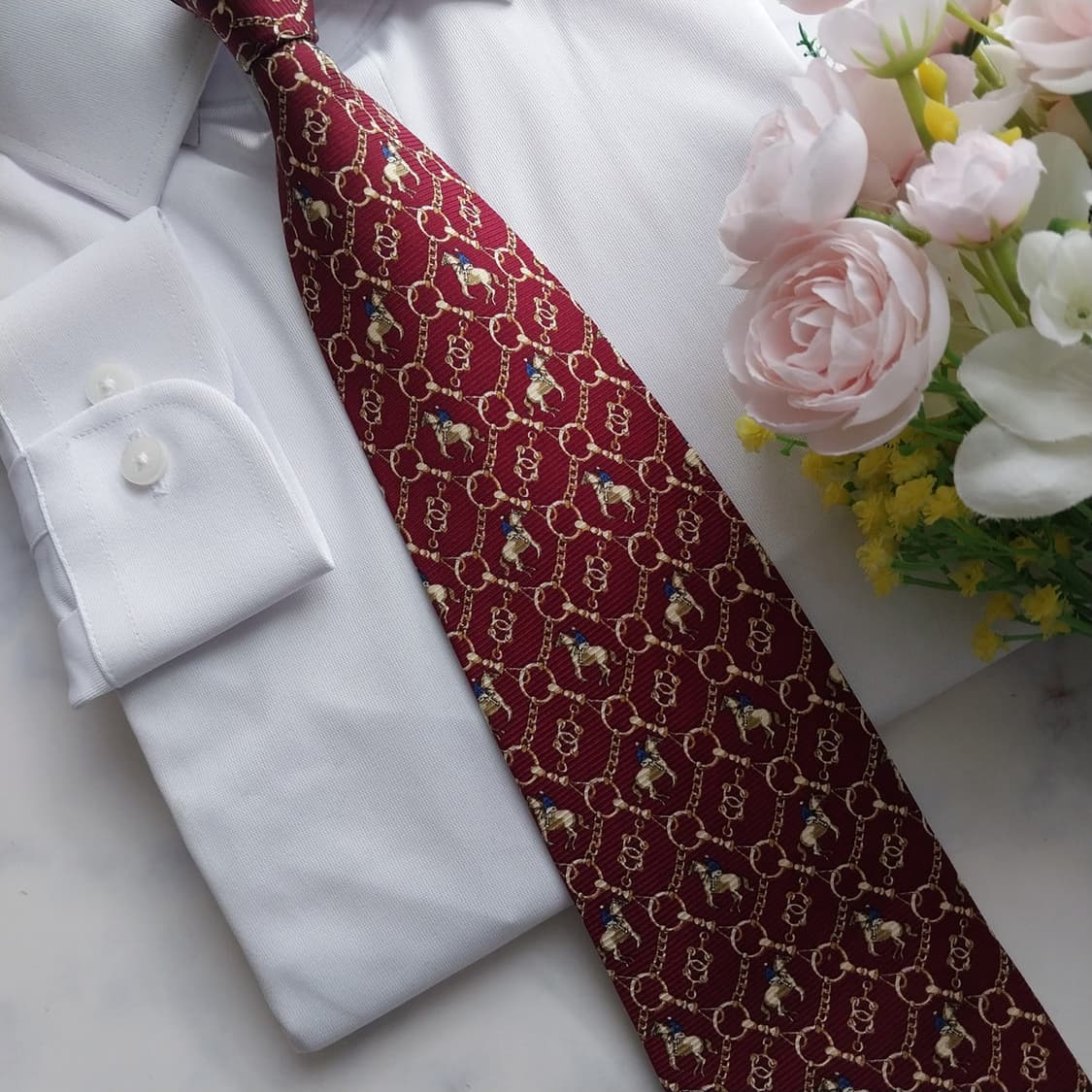 미쏘니 실크 버건디 승마 모티브 넥타이 10cm A+등급 K1275
 상품이미지8