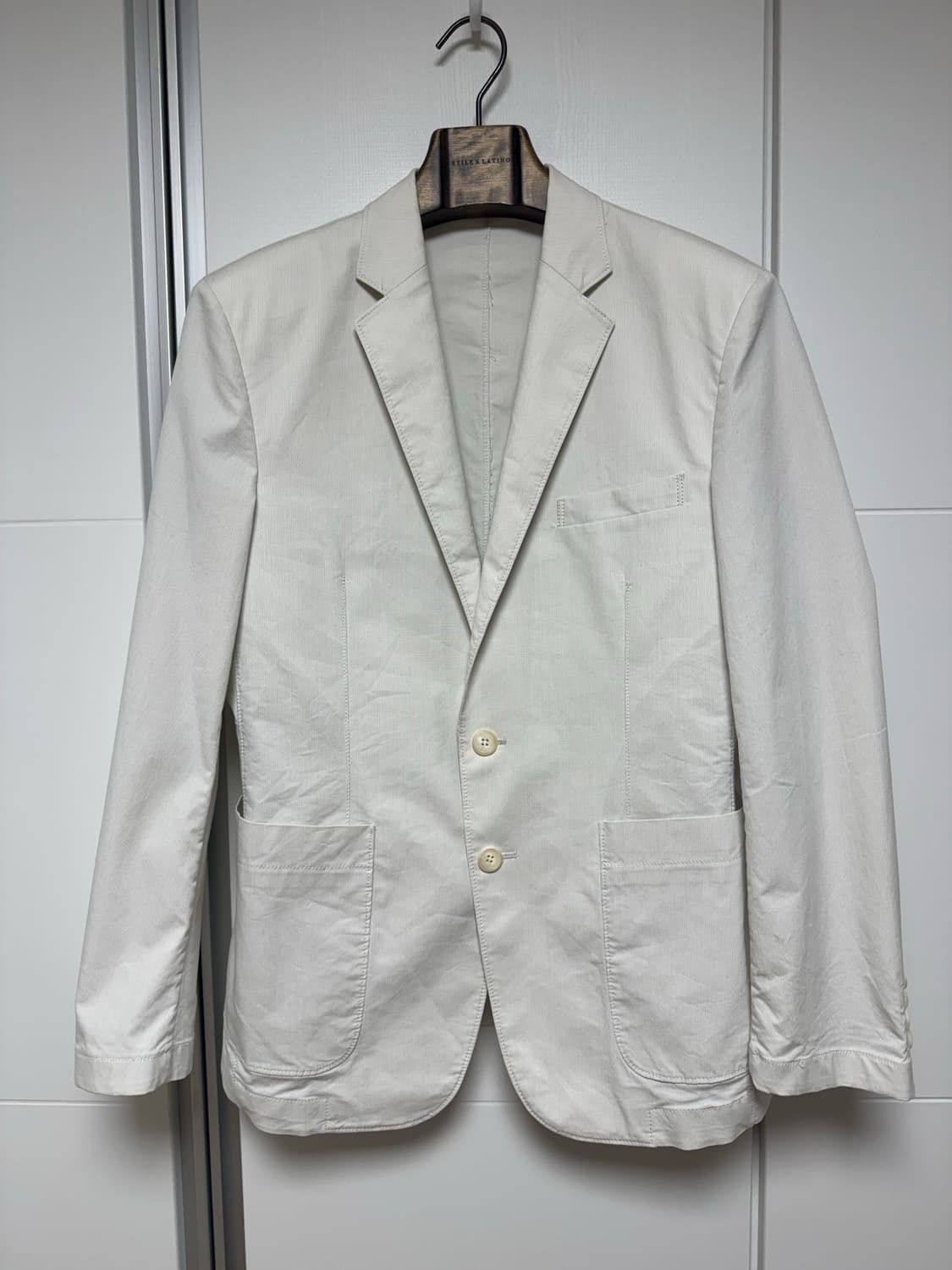 헤지스 남성 베이지 스트라이프 블레이저 95사이즈 상품이미지1