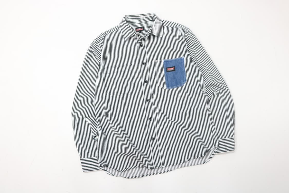 Dickies 디키즈 히코리 스트라이프 데님 포켓 워크 셔츠 (M) 상품이미지2